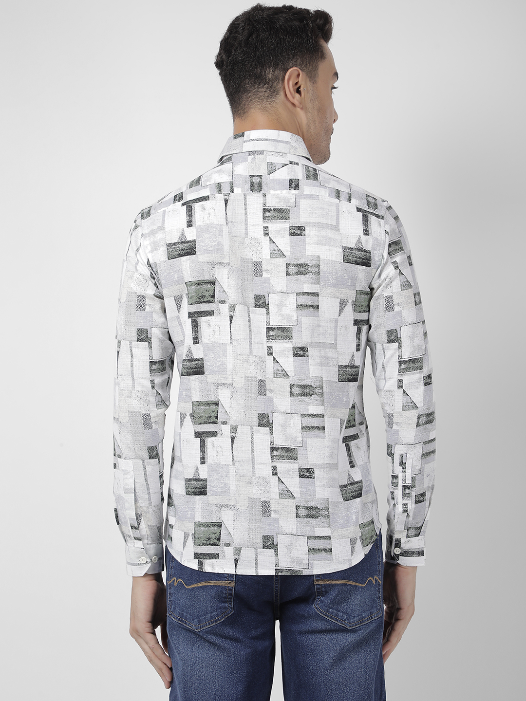 Numero Uno Men Abstract Green Shirt